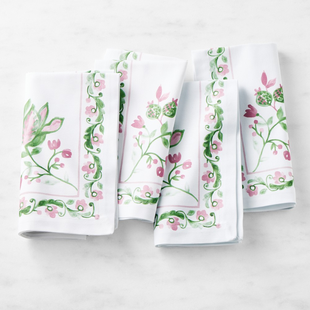 Painted Vine Napkins, Set of 4 - Set of 4, Pink
