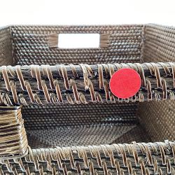 OPEN BOX: Hold Everything Rattan Cubby Pantry Baskets, Large, Walnut