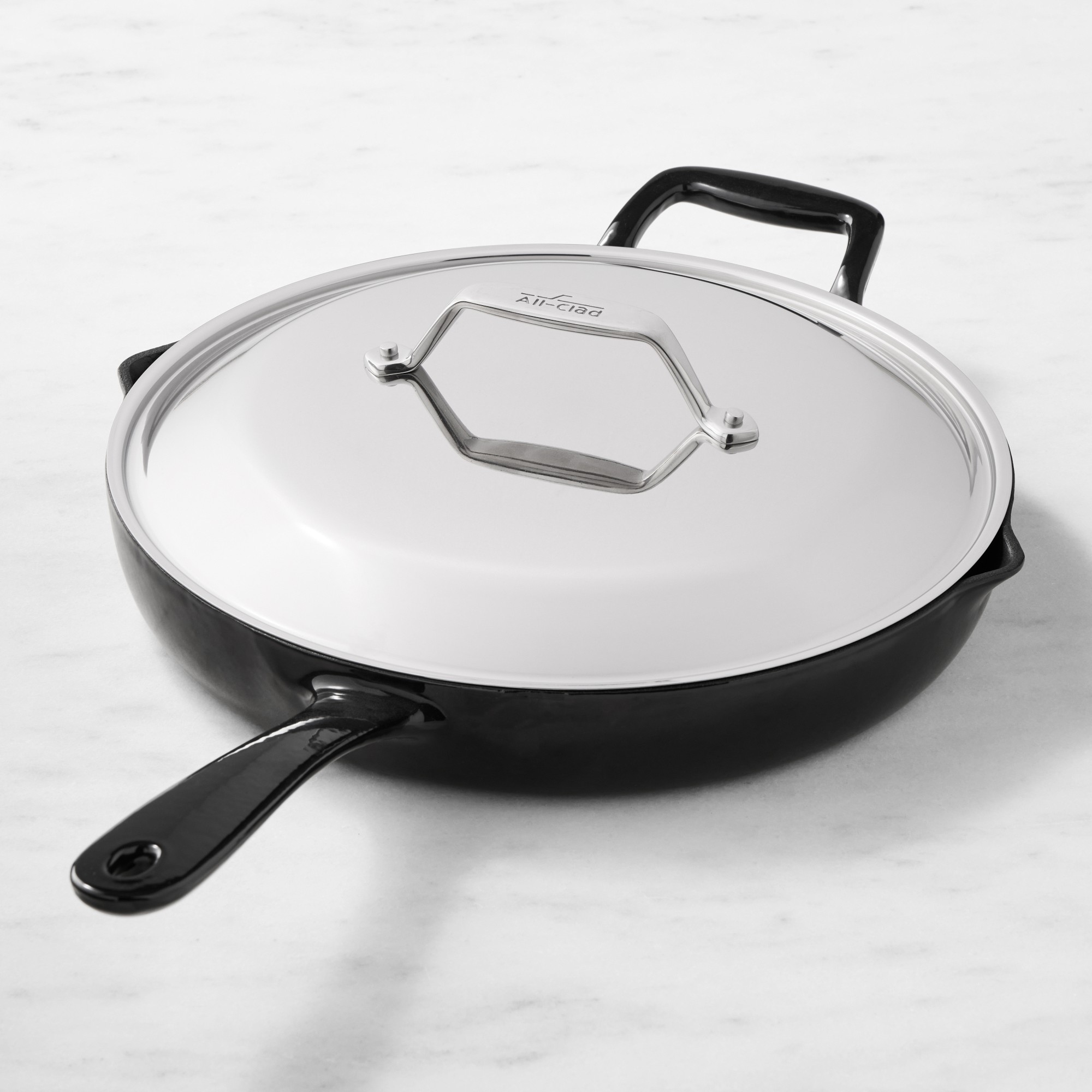 All-Clad Enameled Cast Iron Skillet with Lid, 12″ Simolary simolary.com
