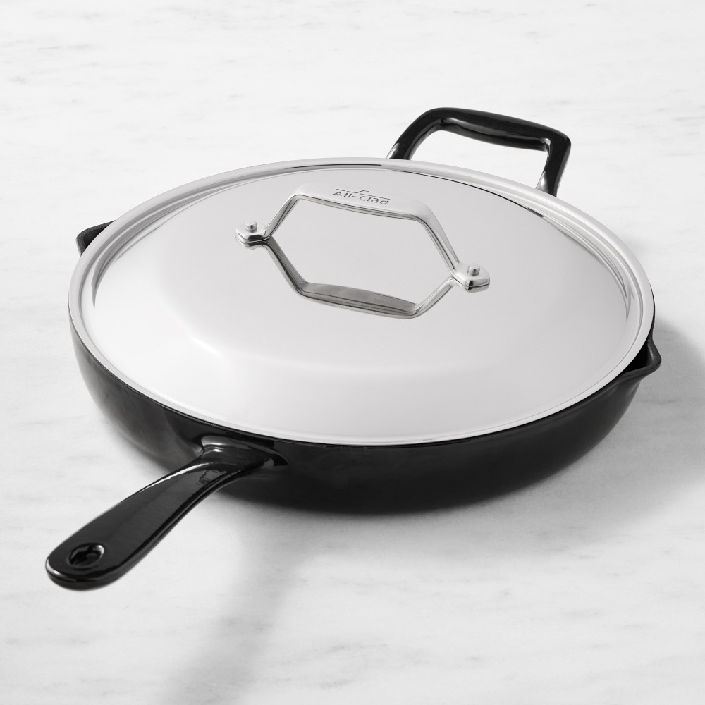 All-Clad Enameled Cast Iron Skillet with Lid, 12" - 12"