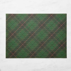 Chilewich Basketweave Rectangular Tartan Placemat, Set of 4, Green