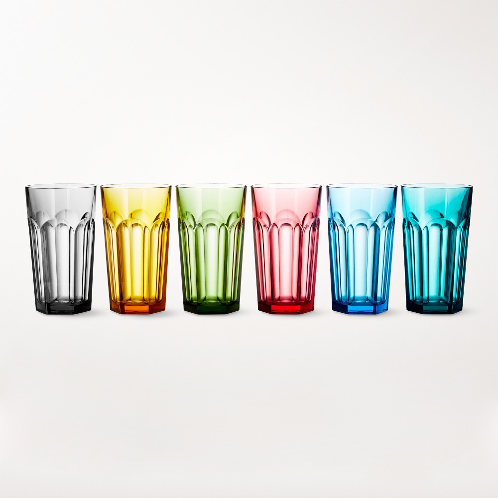 DuraClear® Tritan Outdoor Multicolored Faceted Tumblers, 15-oz, Set of 6 - 17 oz, Set of 6