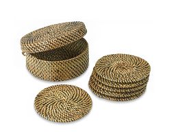 Nito Coasters with Holder, Set of 6
