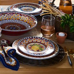 Sicily Red Outdoor Melamine Dinner Plates, Set of 4