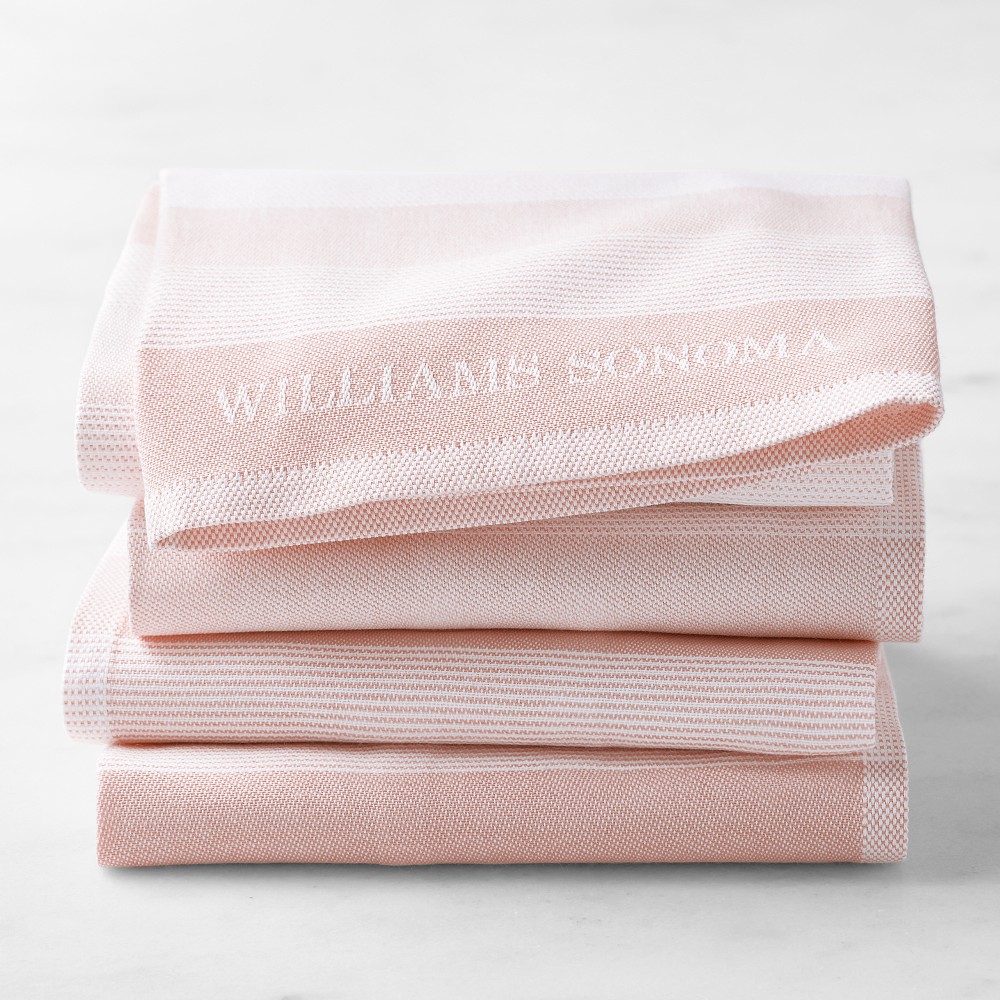 Williams Sonoma Logo Stripe Towels - Set of 8, Dusty Pink