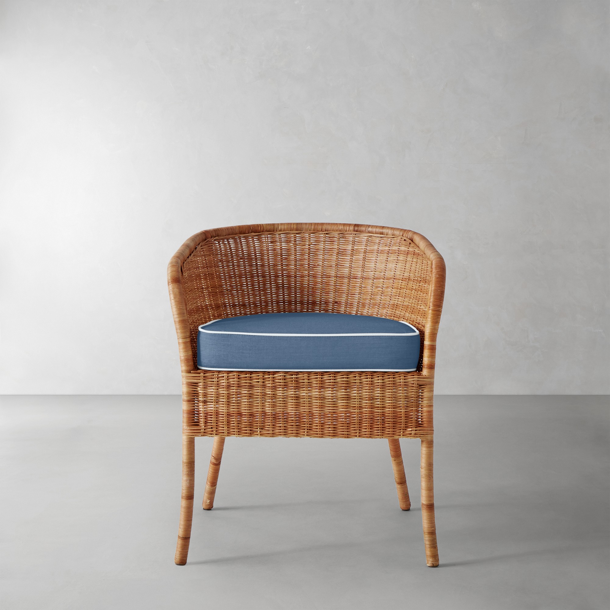 Sunbrella Performance Canvas, Denim Blue with Light Blue Piping