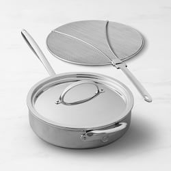 Williams Sonoma Thermo-Clad Stainless Steel 4 1/2-Qt. Saute Pan with Splatter Screen