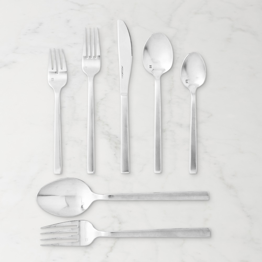 42-Piece Fortessa Arezzo Flatware Sets - Brushed Silver