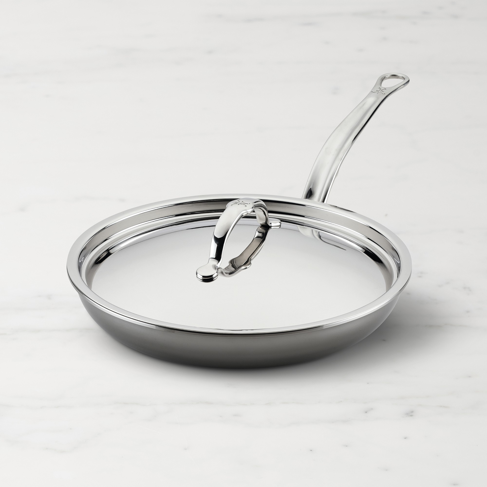 Hestan NanoBond Titanium Stainless-Steel Skillet Fry Pan with Lid Simolary simolary.com