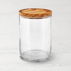 Williams Sonoma Olivewood & Glass Canister