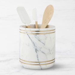 Williams Sonoma Arabescato Marble with Brass Inlay Paper Towel Holder