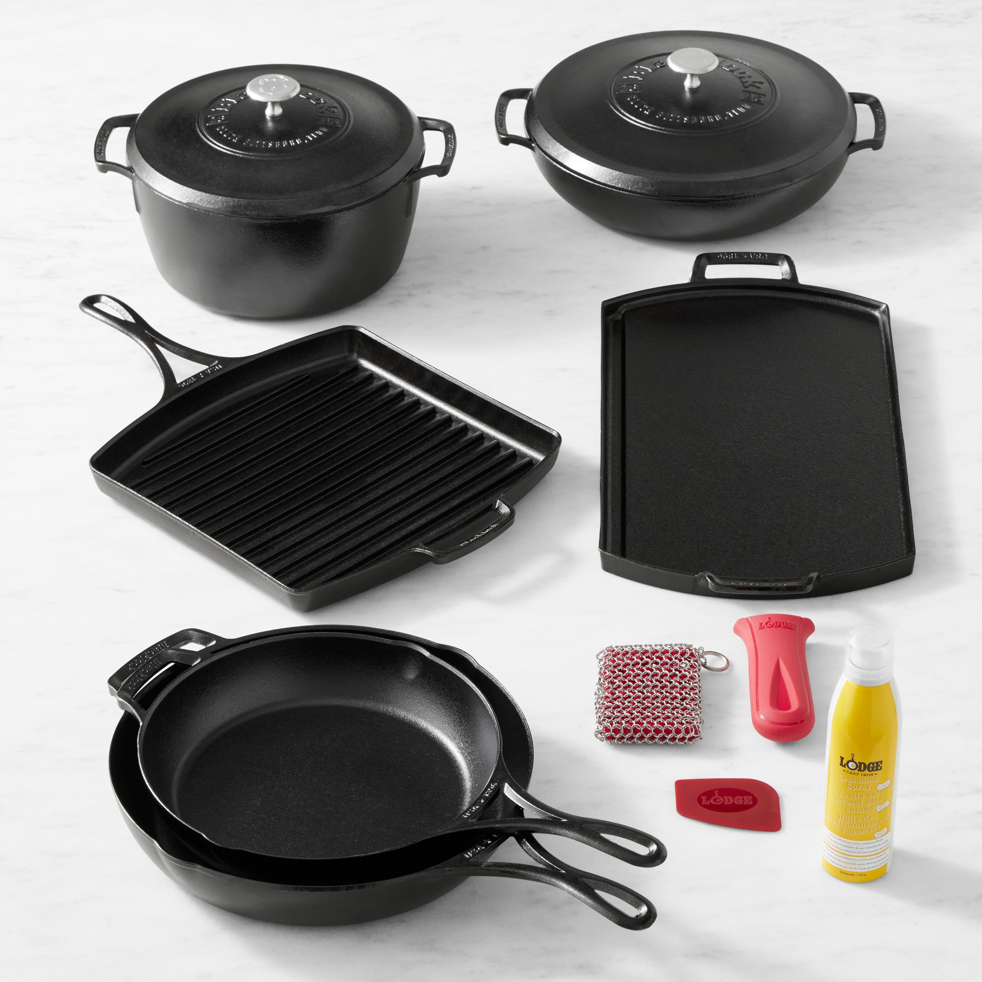 Lodge Blacklock Triple Seasoned Cast-Iron 8-Piece Cookware Set And Care Kit Simolary simolary.com