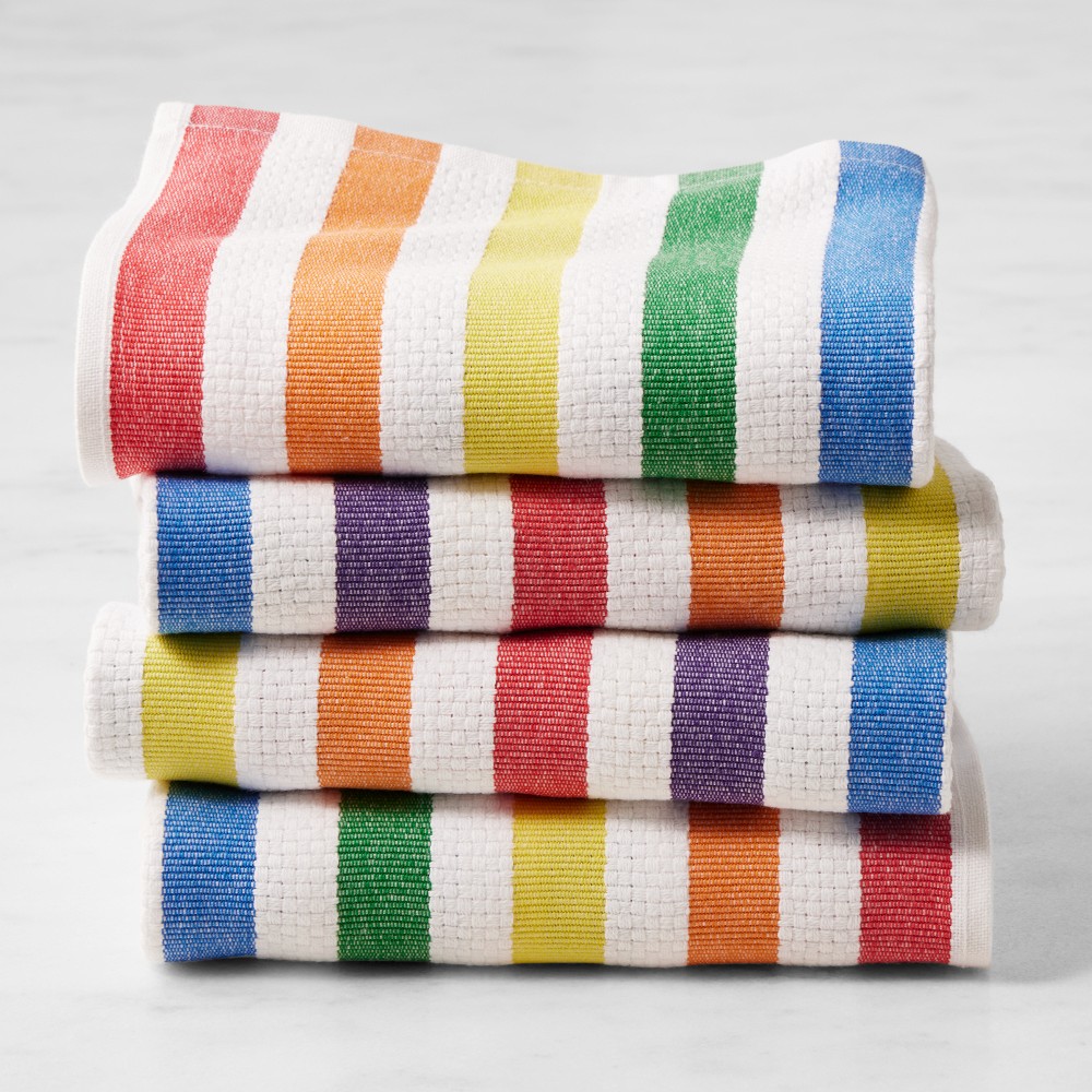 Williams Sonoma Classic Stripe Towels - Set of 4, Rainbow