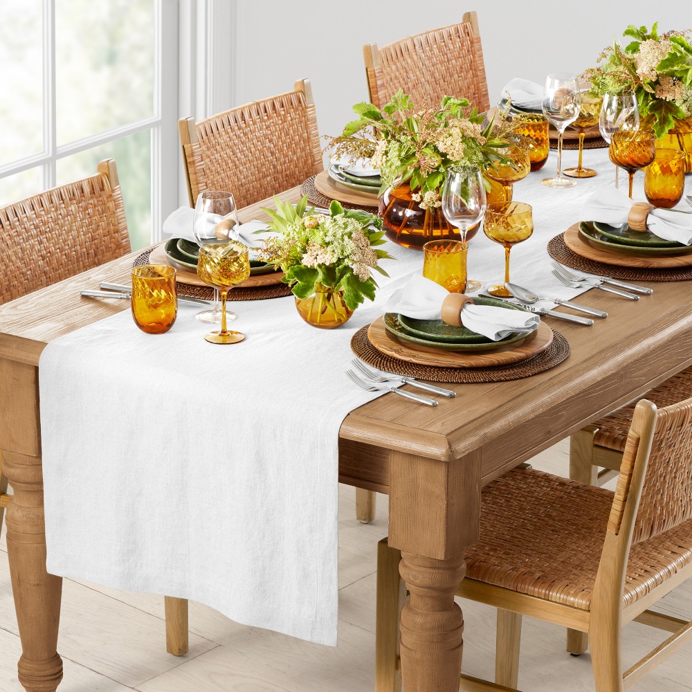 Signature Linen Table Runner - White