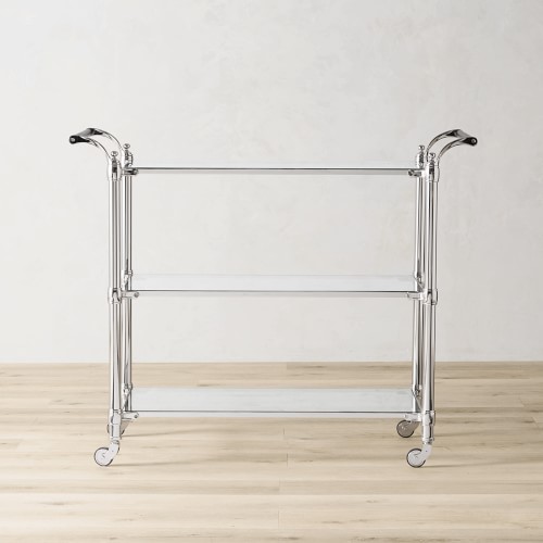 Beckett Bar Cart, Polished Nickel