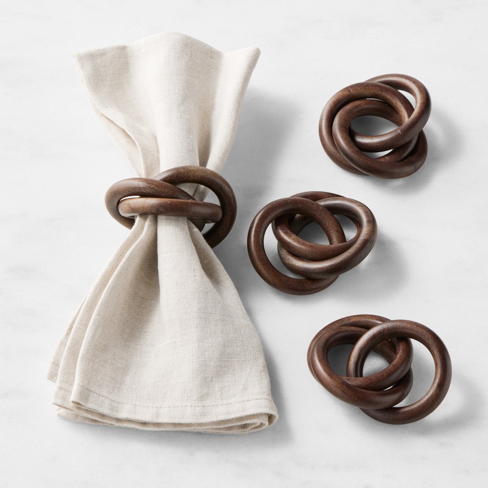 Three Ring Wood Napkin Rings, Set of 4 - Set of 4