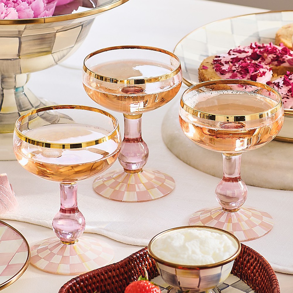 MacKenzie-Childs Rosy Check Coupe Glass by Williams Sonoma Home