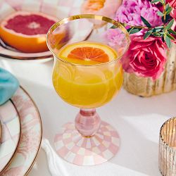 MacKenzie-Childs Rosy Check Wine Glass