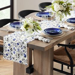 White Floral Table Runner, 16" X 108"
