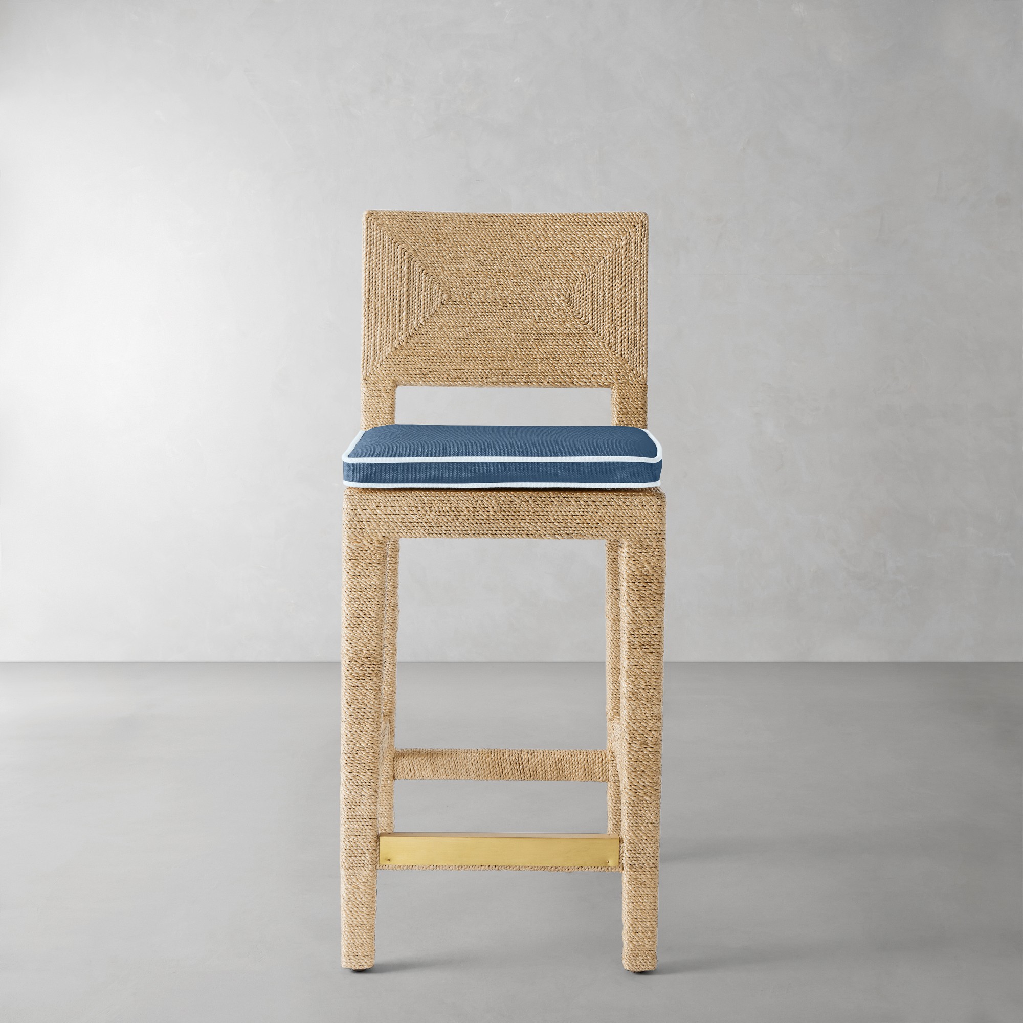 Sunbrella Performance Canvas, Denim Blue with Light Blue Piping