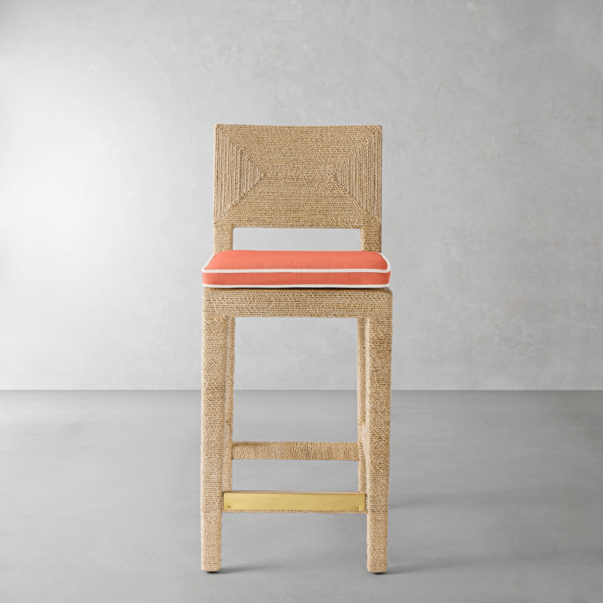 Sunbrella Performance Canvas, Persimmon with White Piping