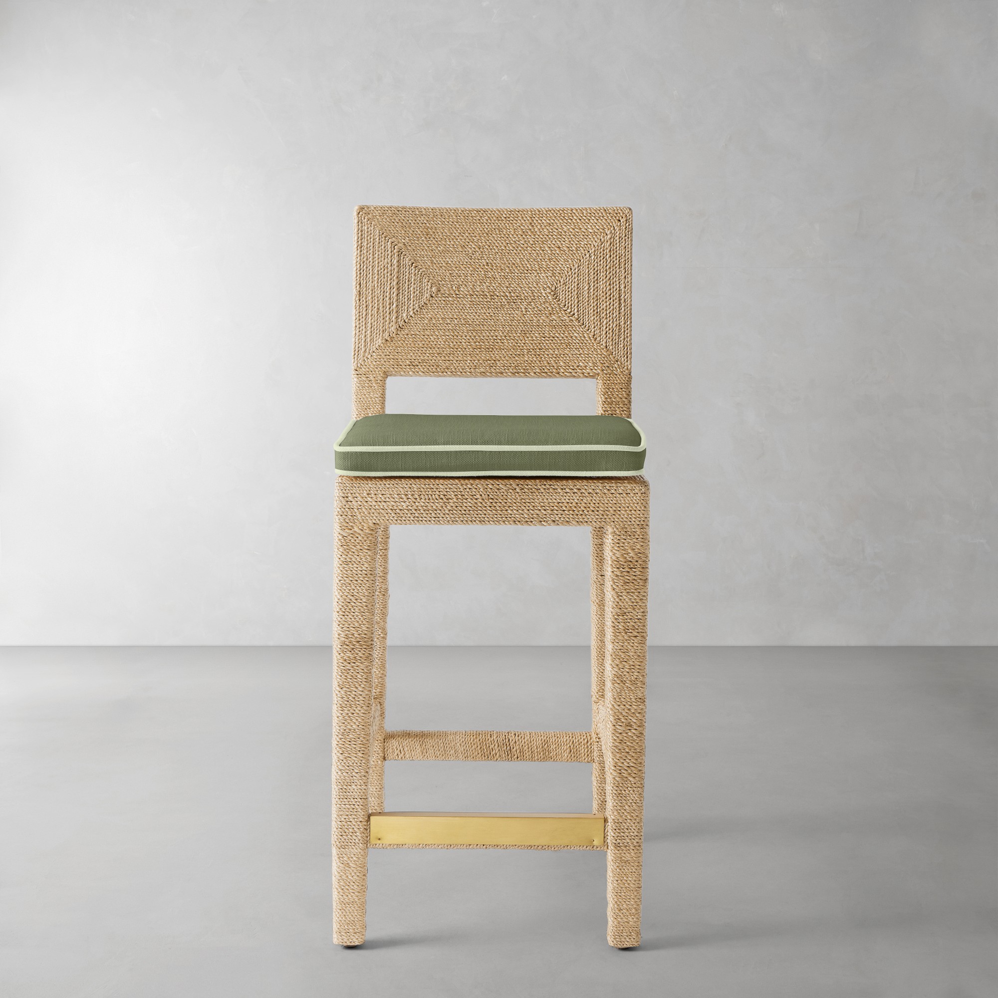 Sunbrella Performance Canvas, Fern with Sage Piping