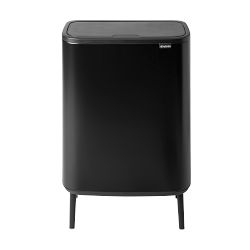 Brabantia Bo Touch Top Hi Dual Compartment Recycling Trash Can, 2x8 Gallon, Matte Black