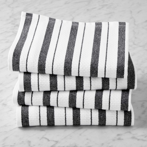 Williams Sonoma Classic Stripe Towels, Set of 4, Jet Black