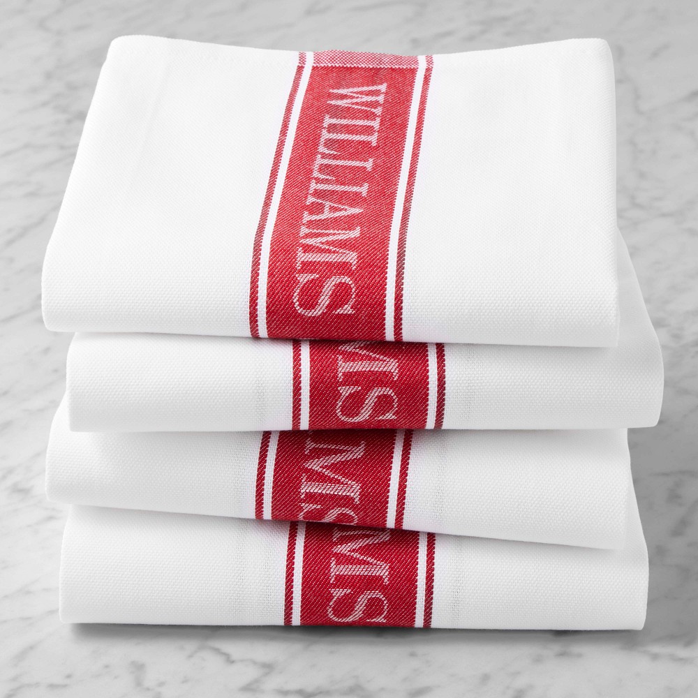Williams Sonoma Classic Logo Towels - Set of 4, Claret Red