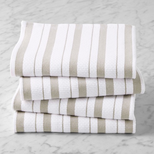 Williams Sonoma Classic Stripe Towels, Set of 4, Drizzle Grey