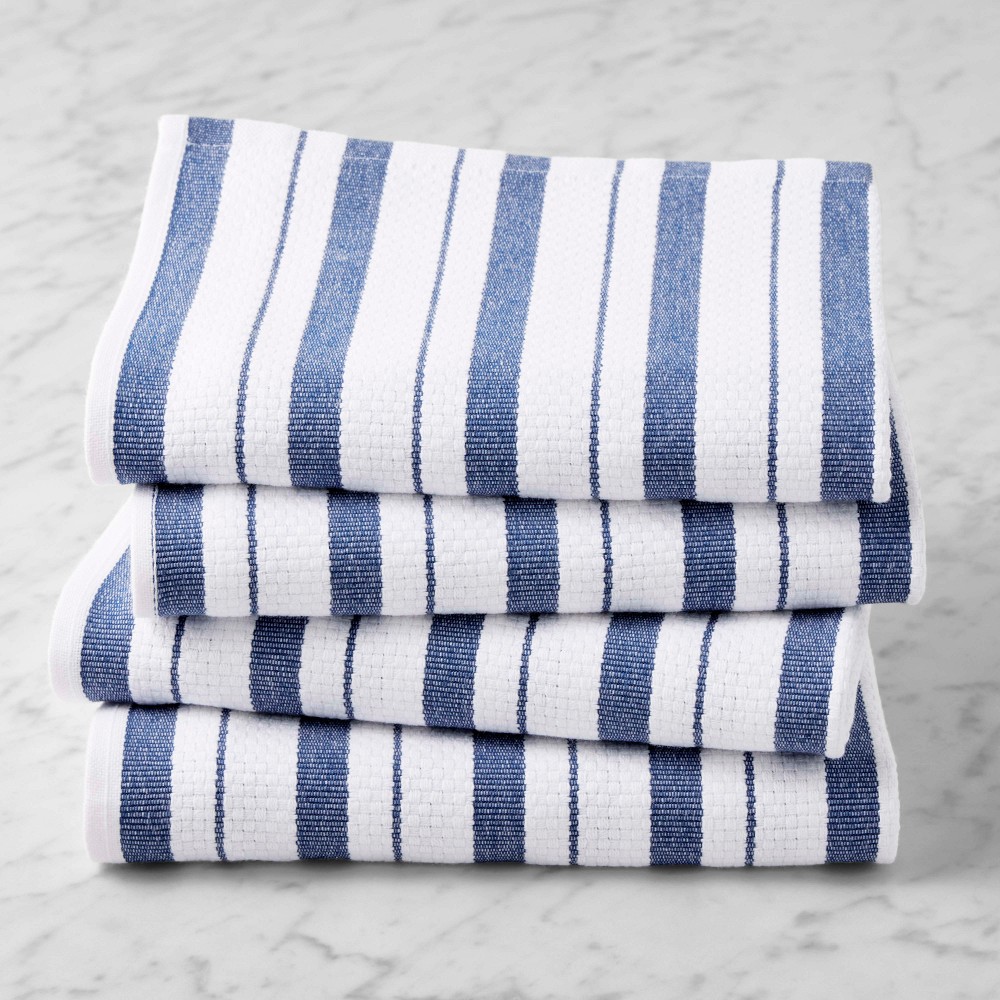 Williams Sonoma Classic Stripe Towels - Set of 4, Bright Blue