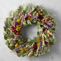 Bright Floral Spring Dried Wreath, 20"