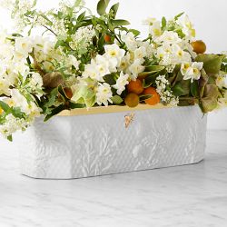 Honeycomb Rectangular Vase with Frog