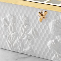 Honeycomb Rectangular Vase with Frog