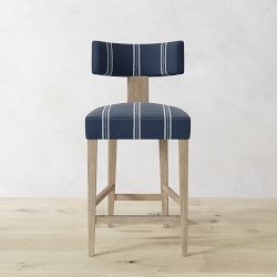 OPEN BOX: Koret Upholstered Counter Stool, Textured Stripe, Lapis, Heritage Grey
