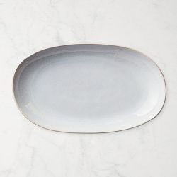 Cyprus Reactive Glaze Small Oval Platter, White