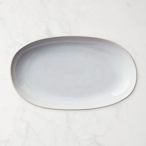 Cyprus Reactive Glaze Small Oval Platter, White