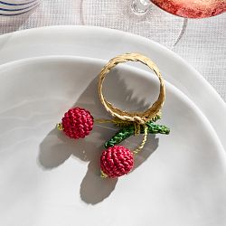 Figural Cherry Napkin Rings, Set of 4