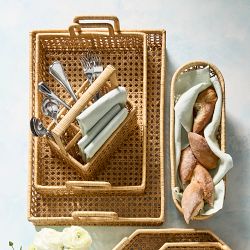 Two Tone Rattan Rectangular Tray
