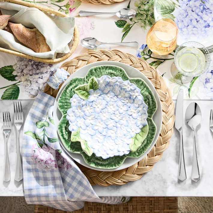 Hydrangea Gingham Napkins, Set of 4 | Williams Sonoma
