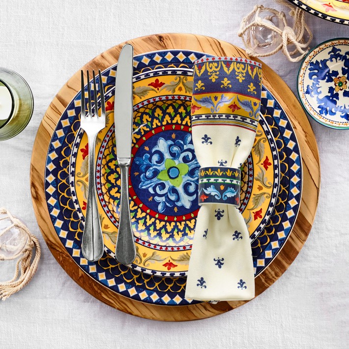 Sicily Outdoor Melamine Dinner Plate Set - Blue - Set of 4