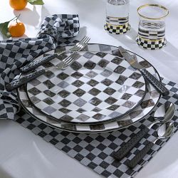 MacKenzie-Childs Stoneware Check Dinner Plate