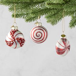 Peppermint Candy Ornaments, Set of 9