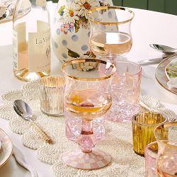 MacKenzie-Childs Rosy Check Wine Glass
