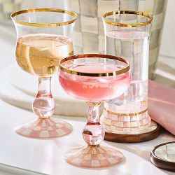 MacKenzie-Childs Rosy Check Coupe Glass