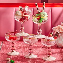 MacKenzie-Childs Rosy Check Coupe Glass