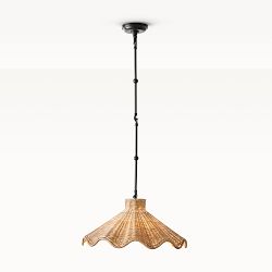 Carmel Rattan Scalloped Pendant, Bronze