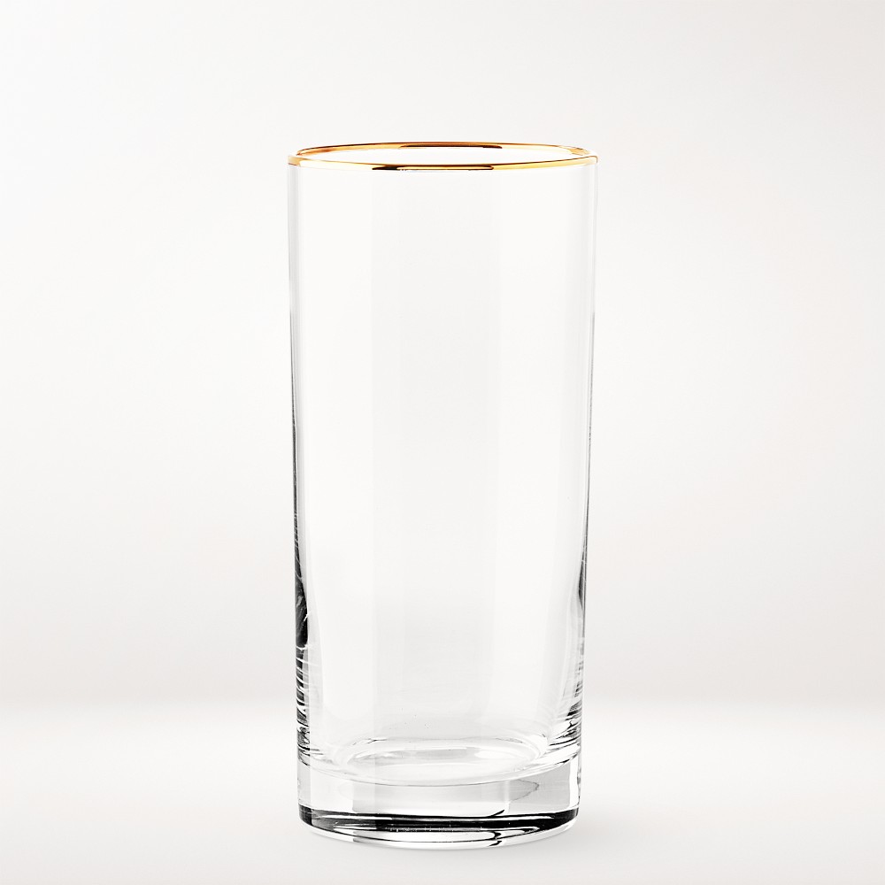 Gold Rim Highball Glasses - Set of 4