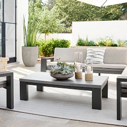 Larnaca Outdoor Slate Grey Metal Fiberstone Coffee Table (60")