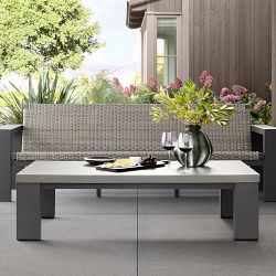 Larnaca Outdoor Slate Grey Metal Fiberstone Coffee Table (60")
